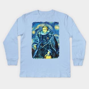 Queen Elizabeth Van Gogh Style Kids Long Sleeve T-Shirt